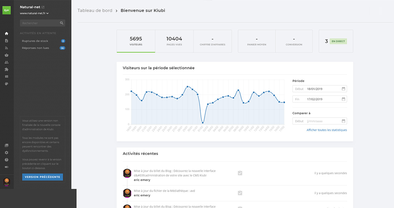 La nouvelle interface d'administration Kiubi