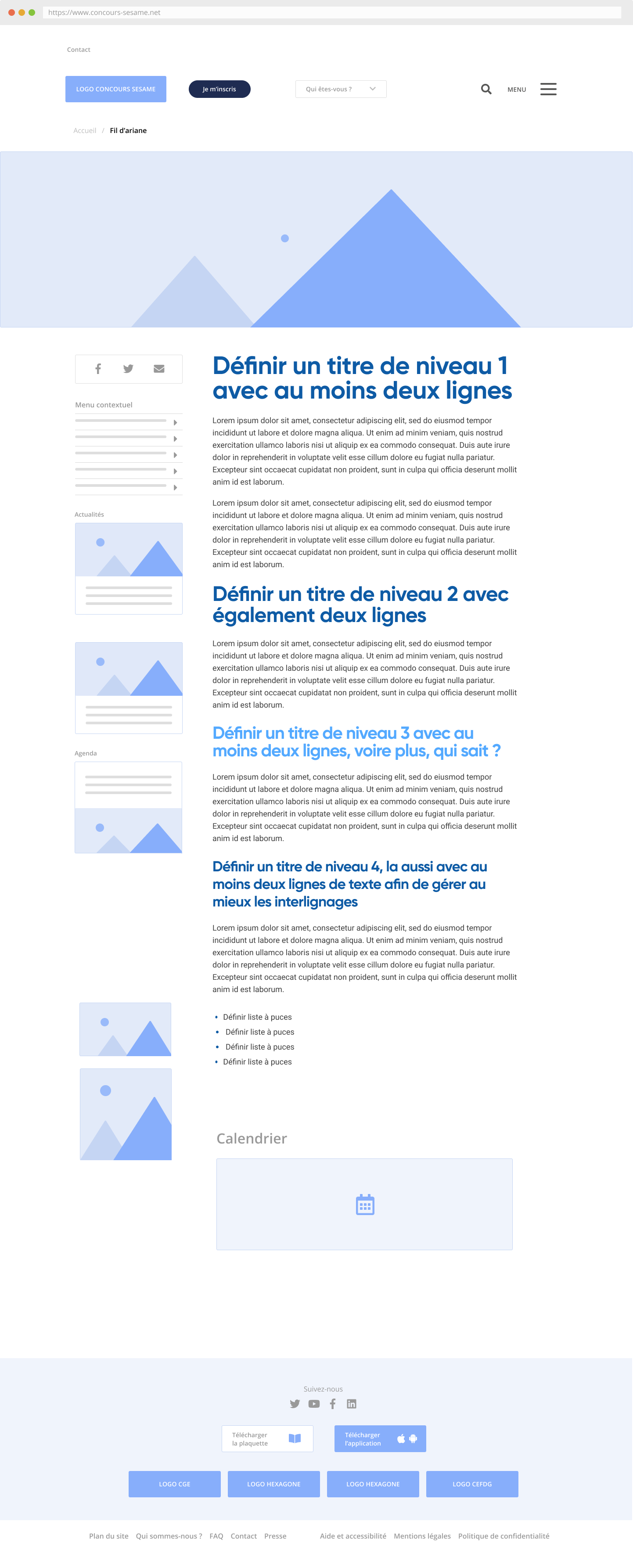 WireFrame - page profonde classique
