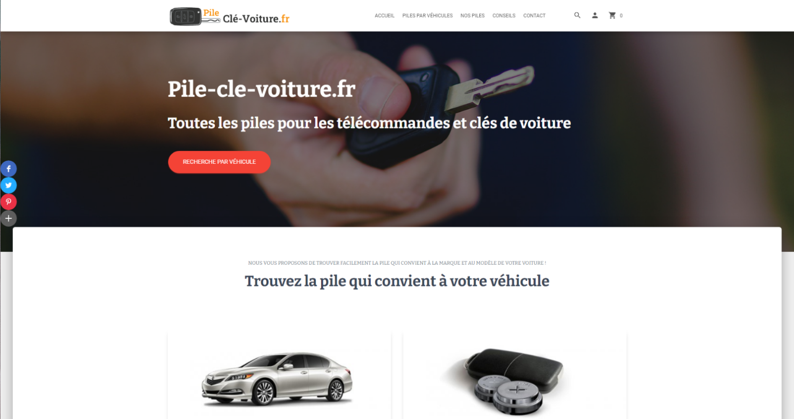 Une nouvelle version du site web d'e-commerce Pile Clé Voiture 