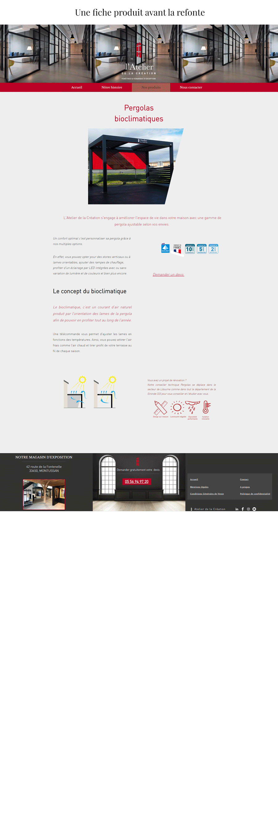 Création du nouveau site web pour l'Atelier de la Création