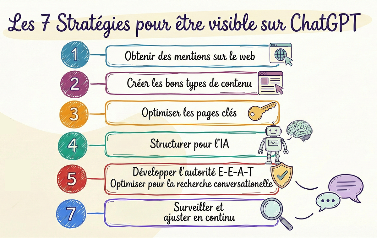 Les 7 strat&eacute;gies pour &ecirc;tre visible sur chatgpt