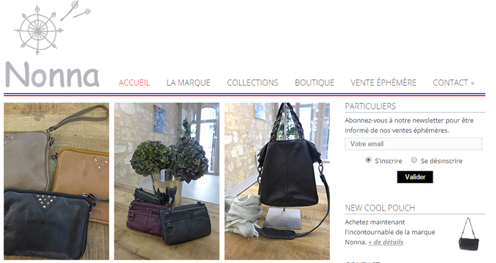 Une e-boutique pour la marque Nonna de création de sacs et accessoires en cuir