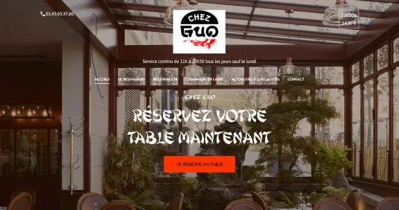 Nouveau site web pour le restaurant Chez Guo
