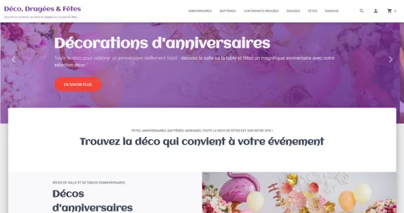 Cration d'un site de dcoration et vente de drages pour les ftes 