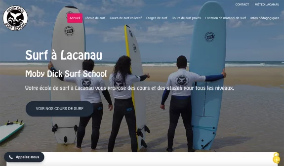 Refonte du site internet de l'cole de surf de Lacanau Moby Dick Surf School