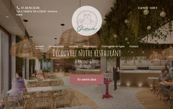 Cration dun site web pour la Pizzeria Gioia