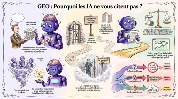 GEO (SEO pour IA) : les 6 erreurs qui emp�chent une marque d��tre cit�e par les IA