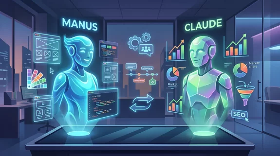 Affrontement Manus vs Claude : quel outil IA choisir pour son site, son marketing et son �quipe ?