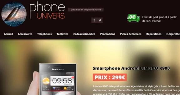Nouveau site internet d'e-commerce : smart phones et accessoires